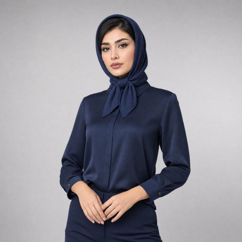 مینی اسکارف الیاف نخی زنانه مدل E12 با طول و عرض 84*84 سانتیمتر
