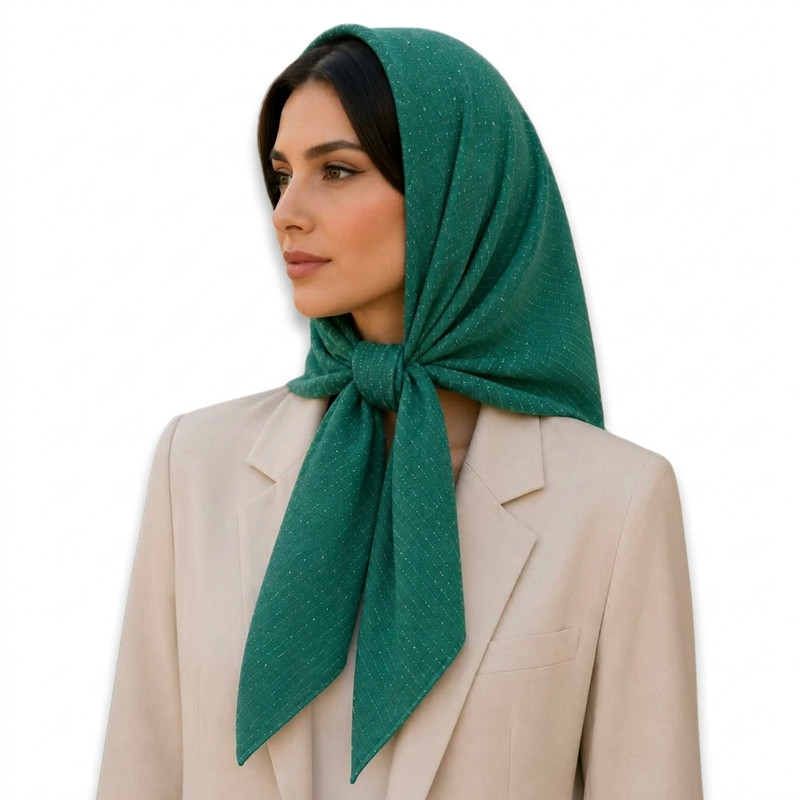 مینی اسکارف الیاف نخی زنانه مدل E12 با طول و عرض 84*84 سانتیمتر