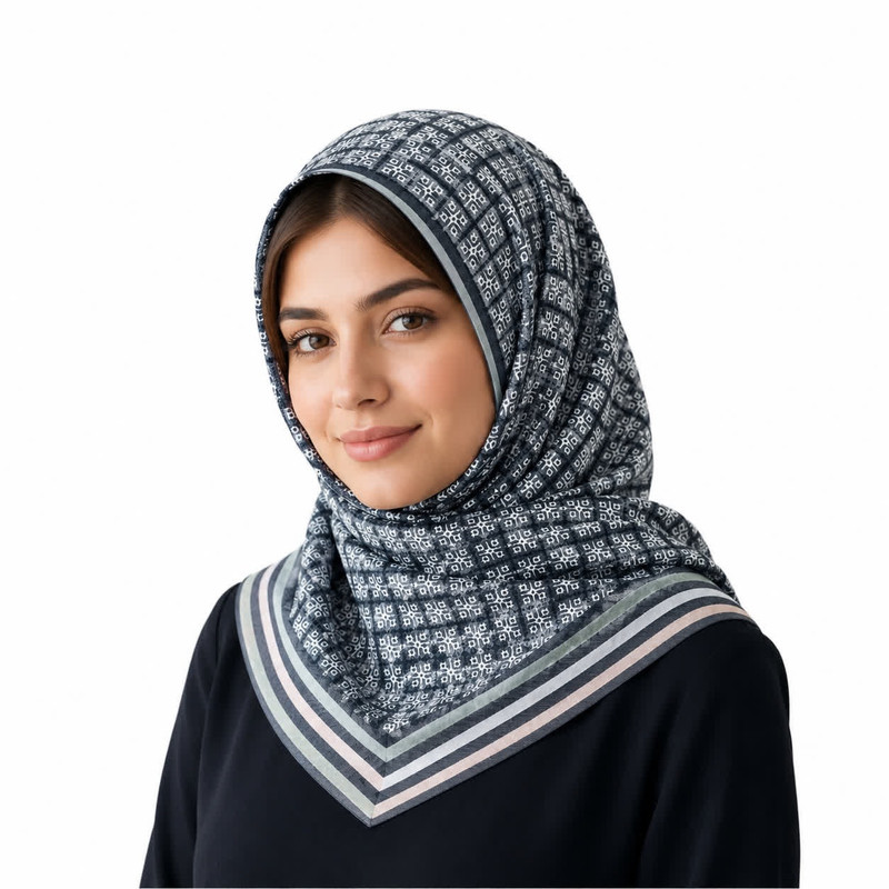 مینی اسکارف نخ زنانه مدل E201 با طول و عرض 83 * 83 سانتیمتر