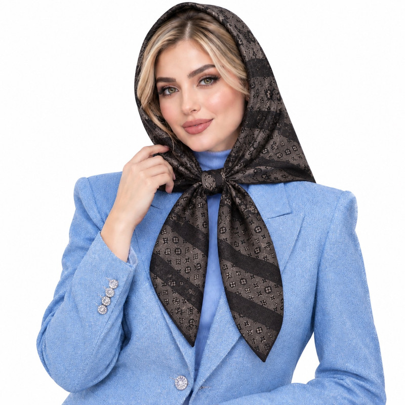 روسری زنانه نخی طرح حروف مدل E600