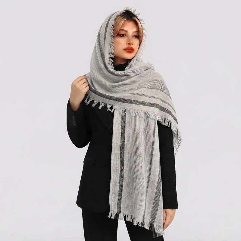 شال زنانه کنفی ریشهدار مدل E900
