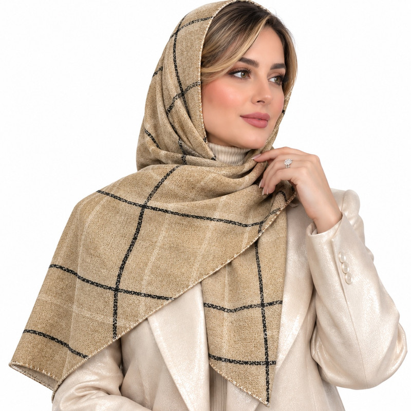 شال زنانه الیاف نخی پلیسه مدل E400