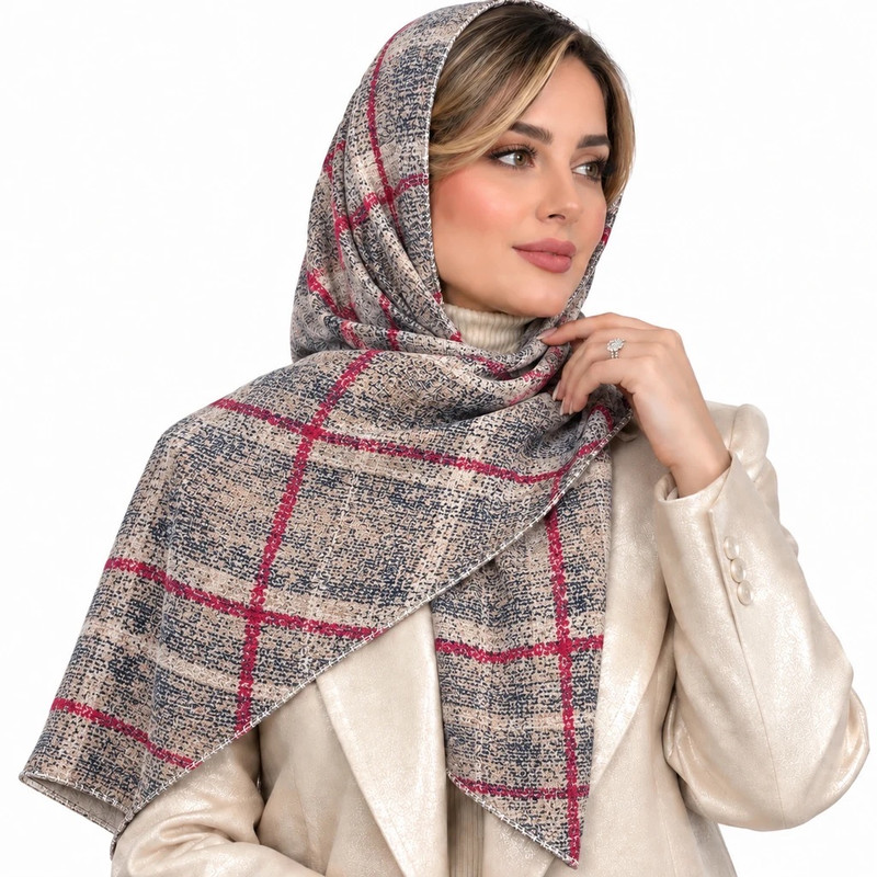شال زنانه الیاف نخی پلیسه مدل E400