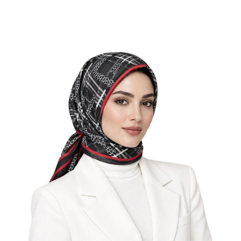 مینی اسکارف زنانه نخی طرح هندسی مدل E700