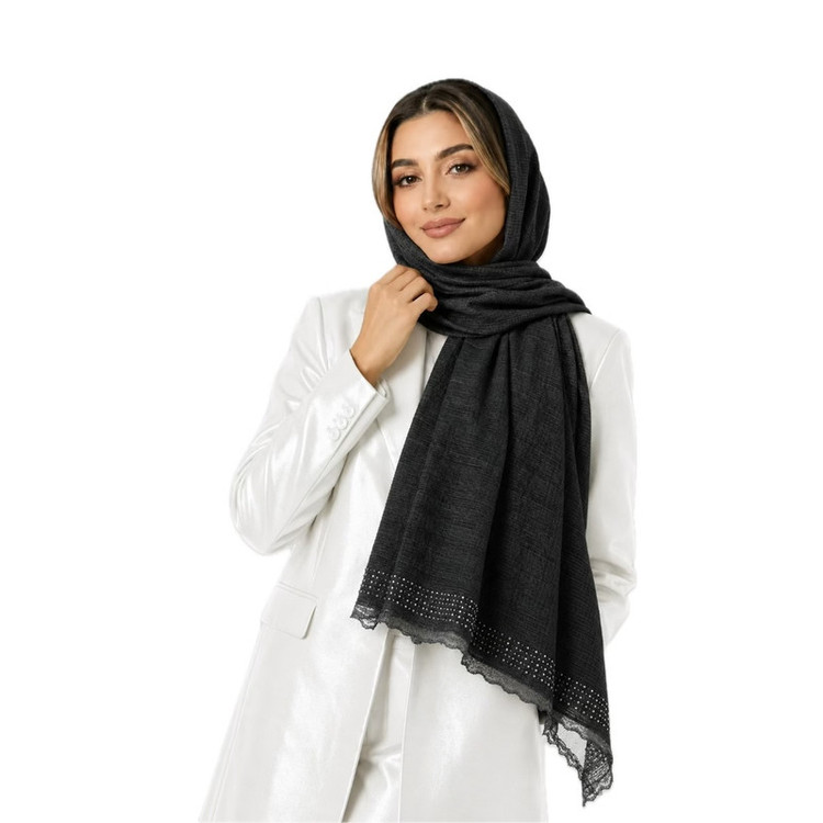 شال زنانه نخی درختی مدل نگین دار E200