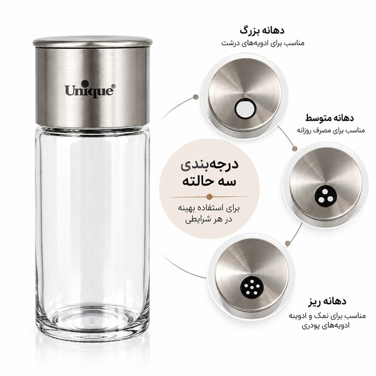 ست جا ادویه 9 پارچه یونیک کد 1645 به همراه استند