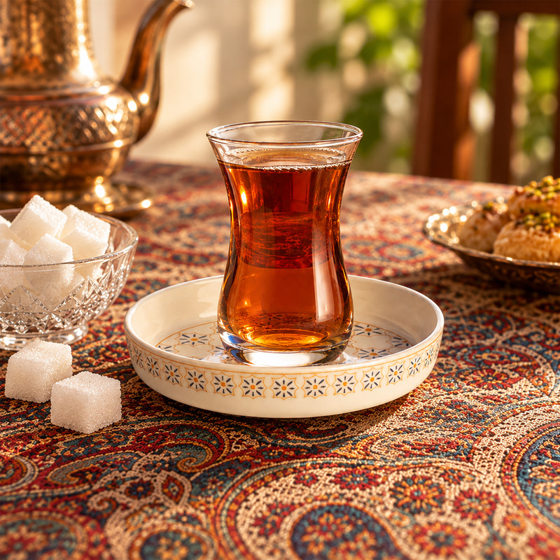 ست فنجان و نعلبکی 12 پارچه 6 نفره سی اند اس مدل بورسا اسلیمی