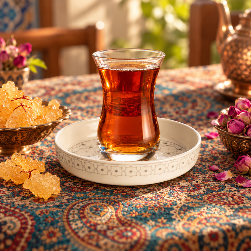 ست فنجان و نعلبکی 12 پارچه 6 نفره سی اند اس مدل بورسا اسلیمی