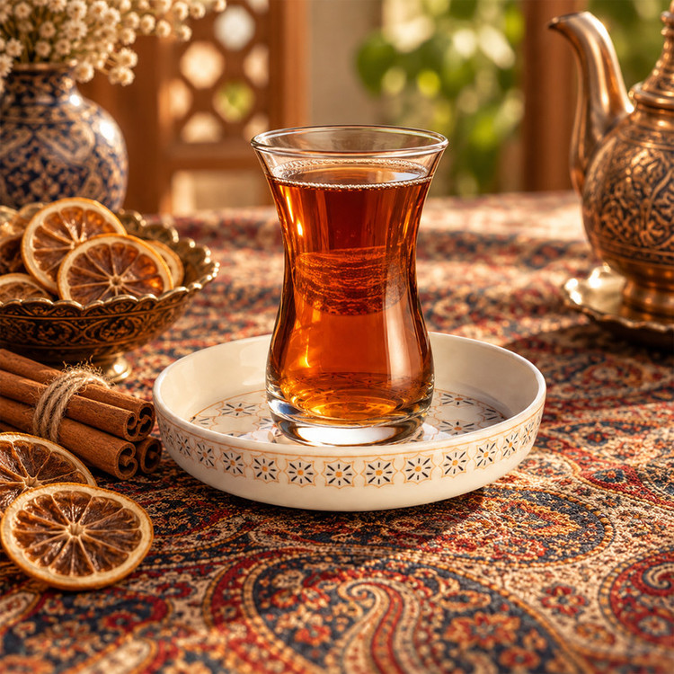 ست فنجان و نعلبکی 12 پارچه 6 نفره سی اند اس مدل بورسا اسلیمی