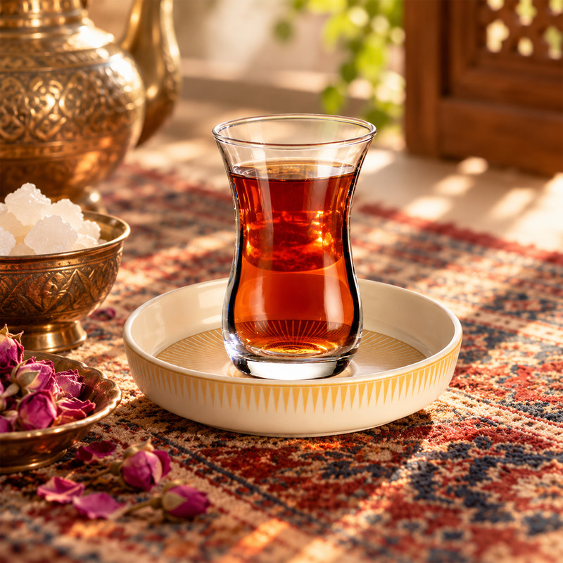 ست فنجان و نعلبکی 12 پارچه 6 نفره سی اند اس مدل بورسا راه راه