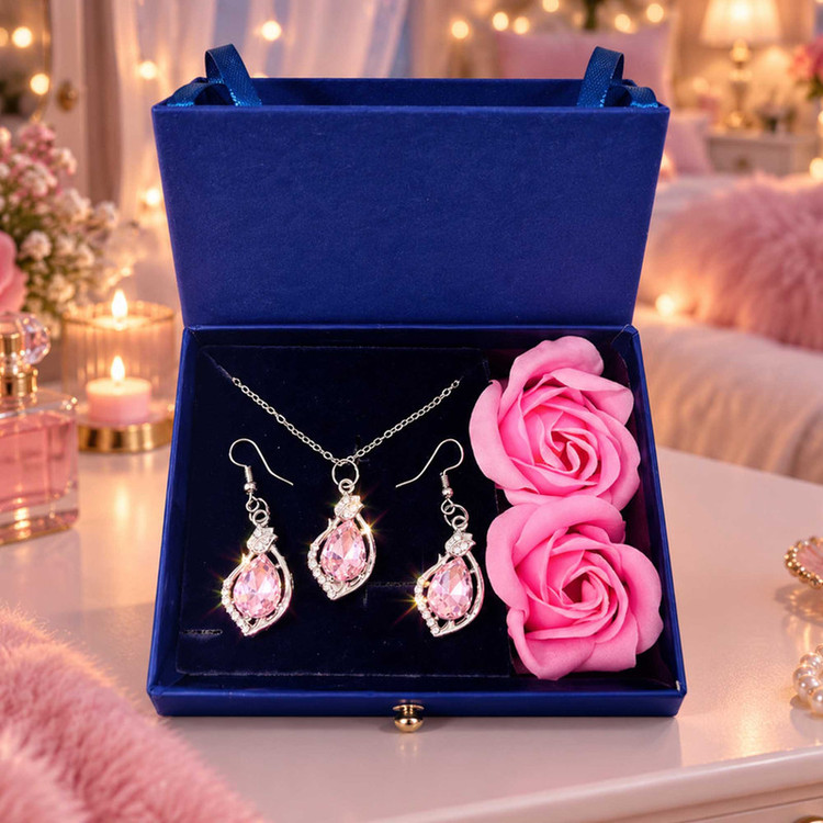 ست هدیه زنانه مدل نگین یاس همراه باکس گل معطر کد 993