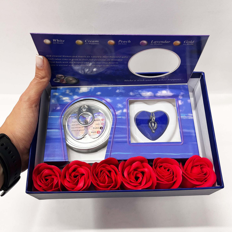 گردنبند زنانه مدل مروارید عشق طبیعی به همراه باکس گل