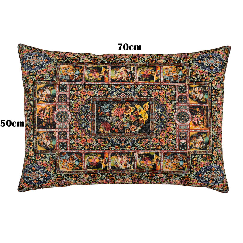 روبالشی مدل مخمل پورشه طرح کتیبه گل کد ROB-0057 سایز 70*50 سانتی متر بسته دو عددی