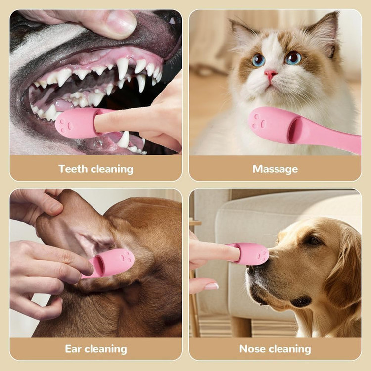 مسواک انگشتی سگ و گربه مدل Soft Brush سیلیکونی بسته 12 عددی