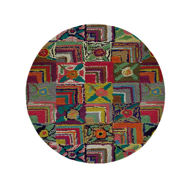 پادری مدل دایره طرح چهارخونه کد 5233 سایز 90 × 90 سانتی متر