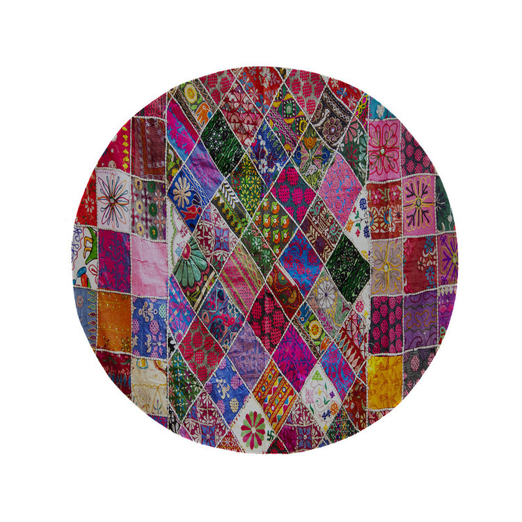 پادری مدل دایره طرح چهارخونه کد 5215 سایز 90 × 90 سانتی متر