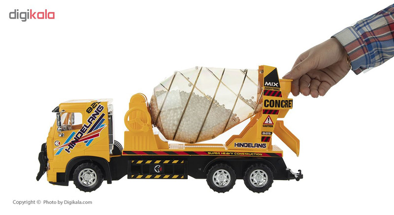ماشین اسباببازی کامیون مدل میکسر پلاستیکی دورج توی با ابعاد 40×12×20 سانتیمتر و وزن 1105 گرم، دارای 6 چرخ و طراحی مشابه نمونه واقعی