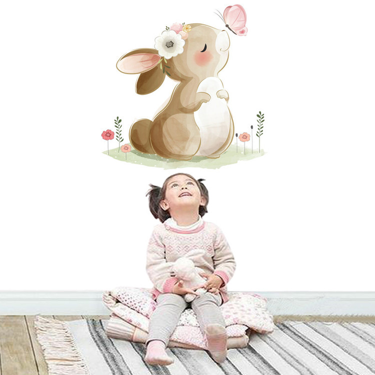 استیکر دیواری کودک مدل خرگوش و پروانه
