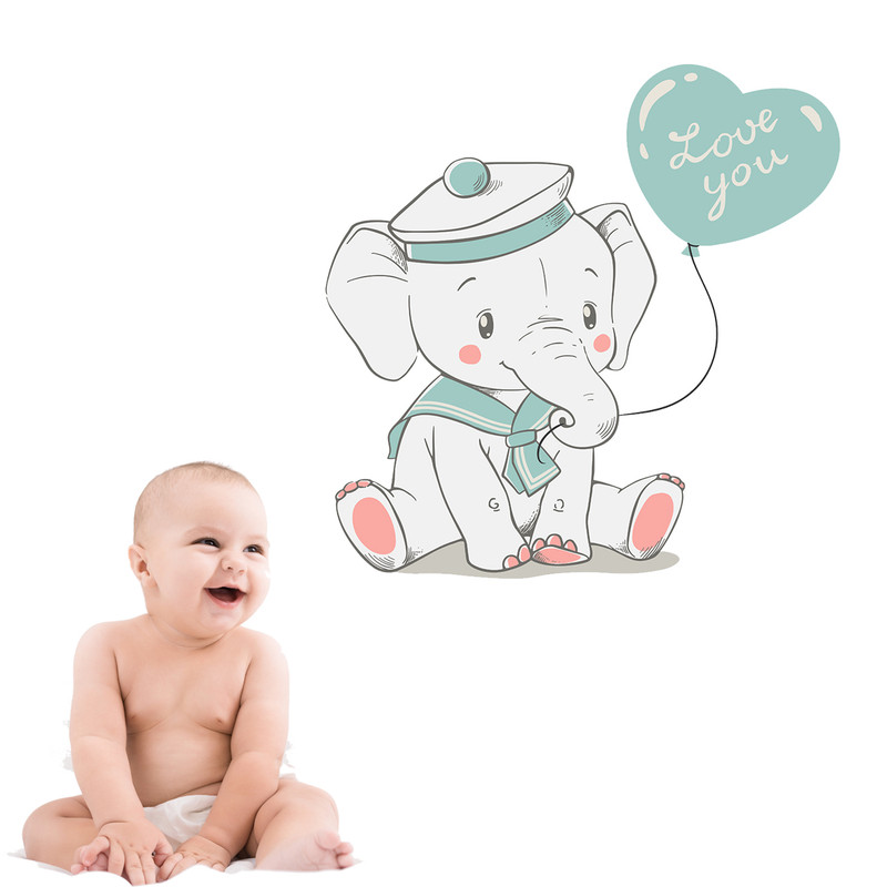 استیکر دیواری کودک مدل فیل ملوان