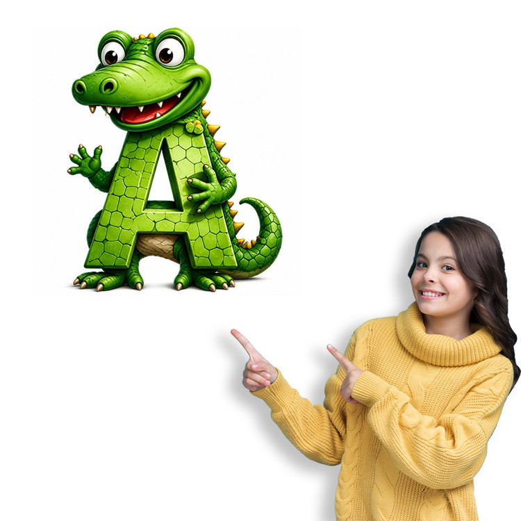 استیکر دیواری کودک مدل الفبا حرف آ بچه سوسمار