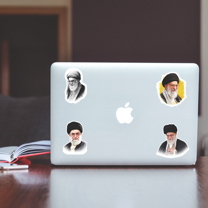 استیکر لپ تاپ پیکسل میکسل مدل رهبری آیت الله خامنه ای مجموعه 4 عددی