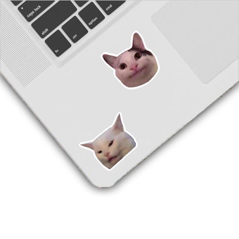 استیکر لپ تاپ و موبایل گوفی طرح گربه با مزه مدل Funny Cats 1 مجموعه 4 عددی