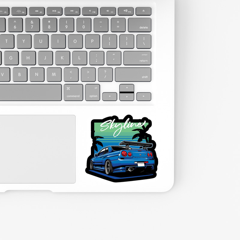 استیکر لپ تاپ و موبایل بووم طرح ماشین مدل Nissan R34 Skyline کد LA12