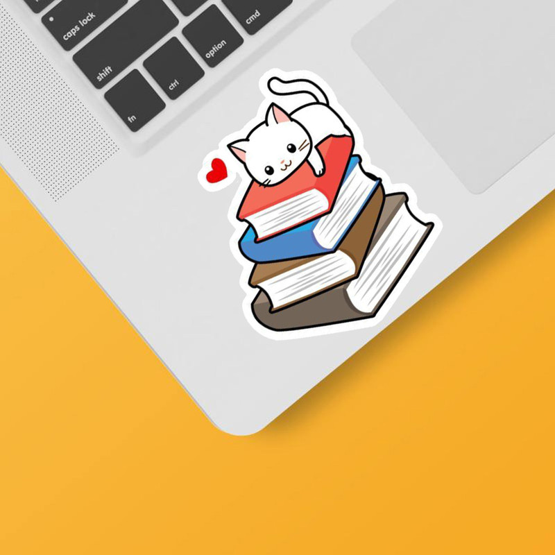 استیکر لپ تاپ و موبایل بووم طرح کتاب کد 201