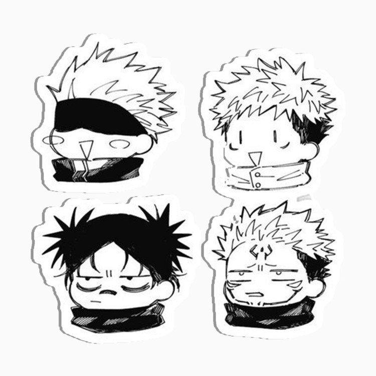 استیکر لپ تاپ و موبایل گوفی طرح انیمه جوجوتسو مدل JJK big Cute مجموعه 4 عددی
