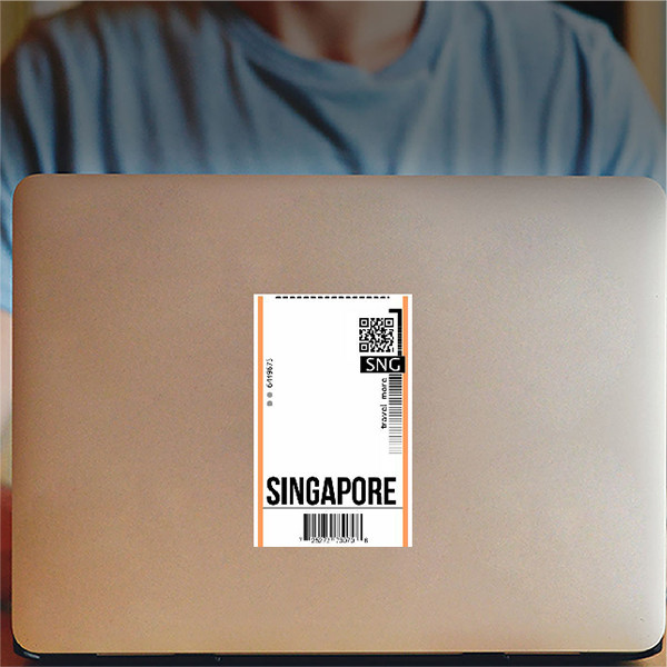 استیکر لپ تاپ مارکت میکس طرح تیکت سنگاپور Singapore ticket کد 1127MMIX
