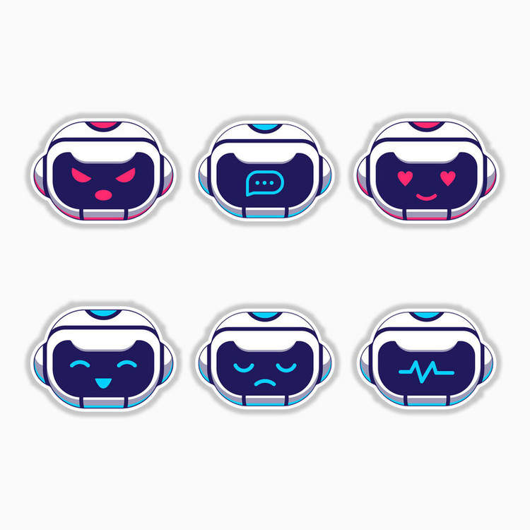 استیکر لپ تاپ و موبایل بووم طرح ربات مدل Emoticon کد MR139 مجموعه 6 عددی