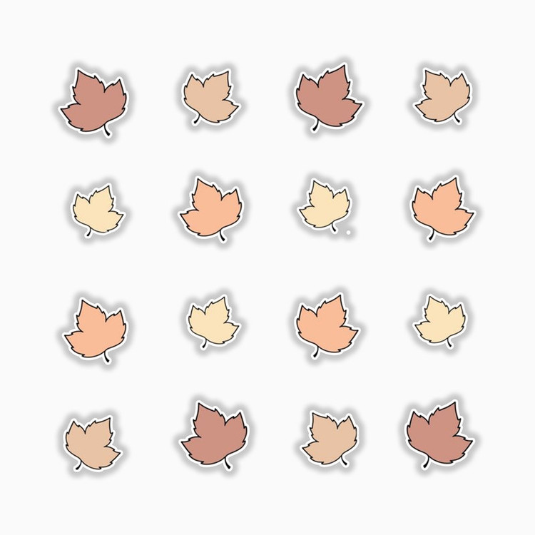 استیکر لپ تاپ و موبایل بووم طرح برگ کد 143 مدل brown fall مجموعه 16 عددی