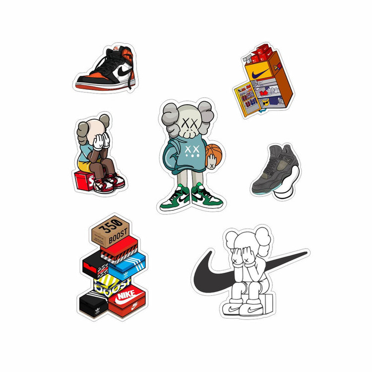 برچسب لپ تاپ طرح nike kaws کد N1 مجموعه 7 عددی