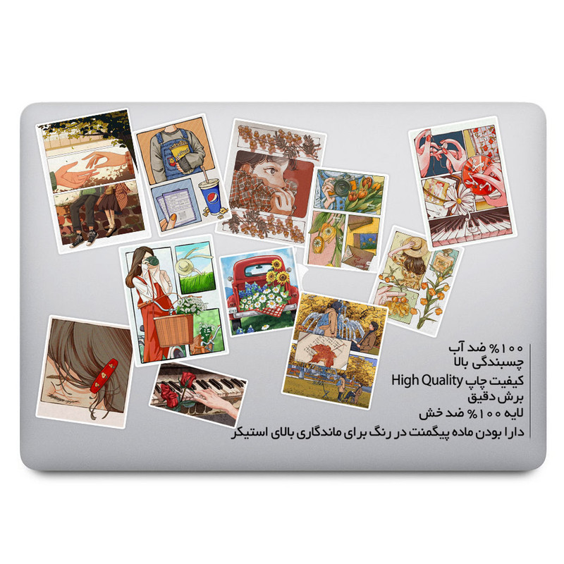 استیکر لپ تاپ ویندی دیزاین طرح love کد V0030 مجموعه 11 عددی