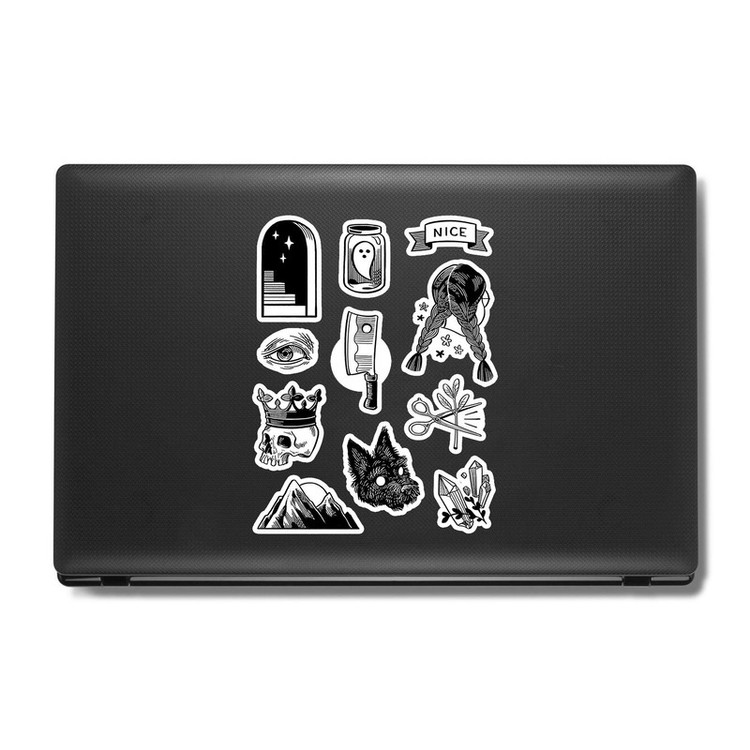 استیکر لپ تاپ و موبایل بووم طرح دخترونه کد 024 مدل dark مجموعه 11 عددی