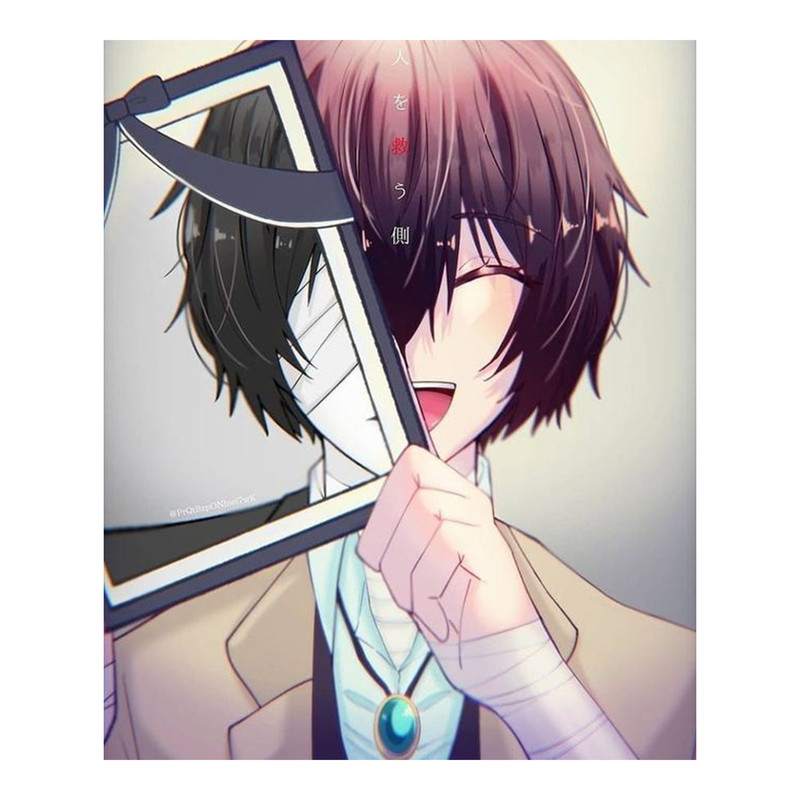 استیکر لپ تاپ و موبایل مدل انیمه طرح سگ‌های ولگرد بانگو اوسامو دازای Bungo Stray Dogs Osamu dazai کد 320
