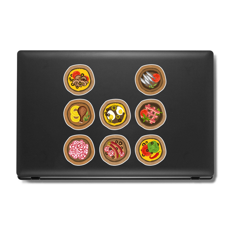 استیکر لپ تاپ و موبایل بووم طرح پیتزا مدل عجیب ترینها کد MM120 مجموعه 8 عددی