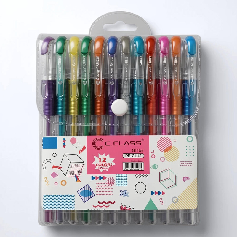 خودکار سی.کلاس مدل اکلیلی Glitter pen بسته 12 عددی