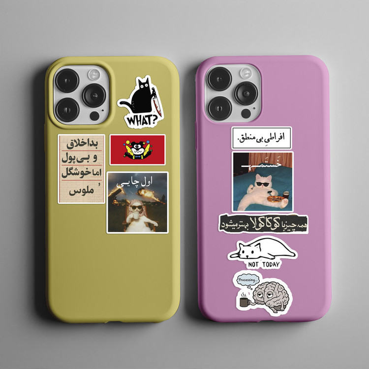 استیکر لپ تاپ و موبایل طرح بامزه مجموعه 16 عددی