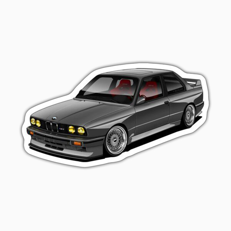 استیکر لپ تاپ و موبایل بووم طرح ماشین مدل BMW خاکستری کد ZX017