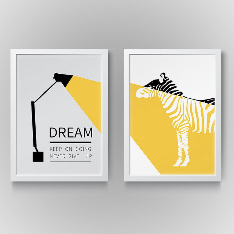 تابلو مدل دکوراتیو Zebra انگیزشی کد N168 مجموعه 2 عددی
