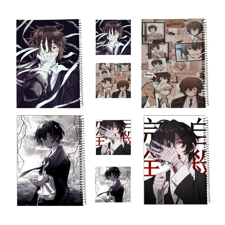 دفتر مشق 100 برگ طرح سگهای ولگرد بانگو کد 1 Bungo Stray Dogs به همراه برچسب مجموعه 8 عددی