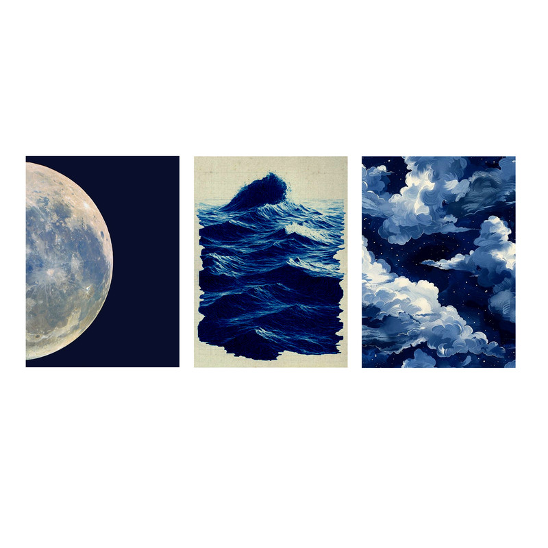 پوستر مدل Blue side 11033 مجموعه 5 عددی