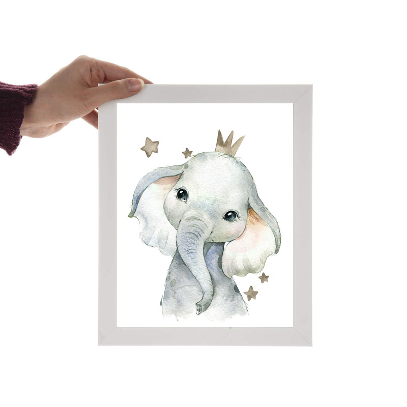 تابلو اتاق کودک و نوزاد الفاپ مدل فیل زرافه کرگدن کد Watercolore Animals 003 مجموعه 3 عددی