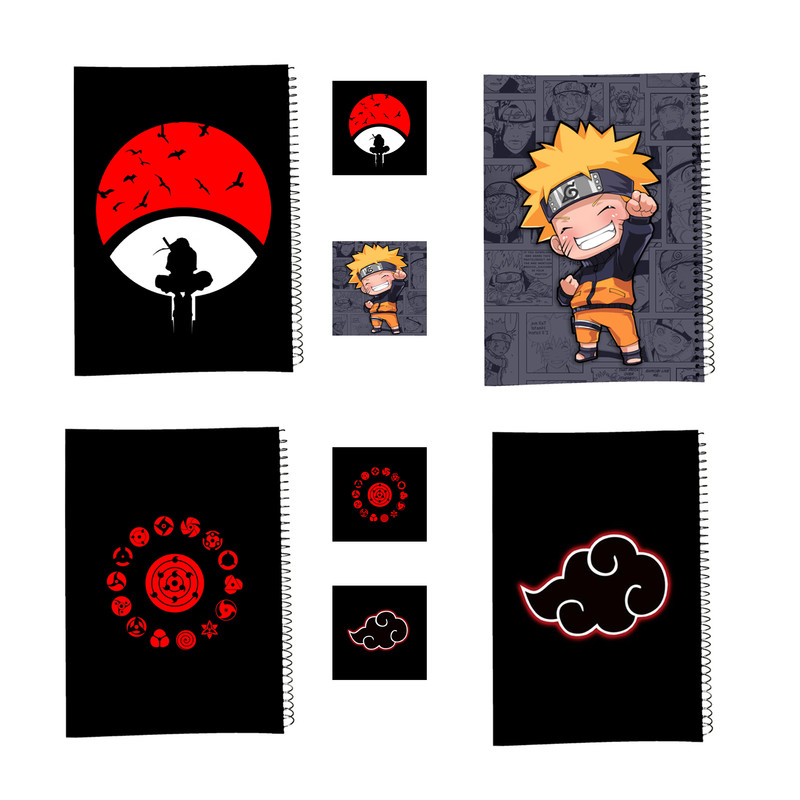 دفتر مشق 100 برگ طرح انیمه ناروتو کد1 Naruto به همراه برچسب مجموعه 8 عددی