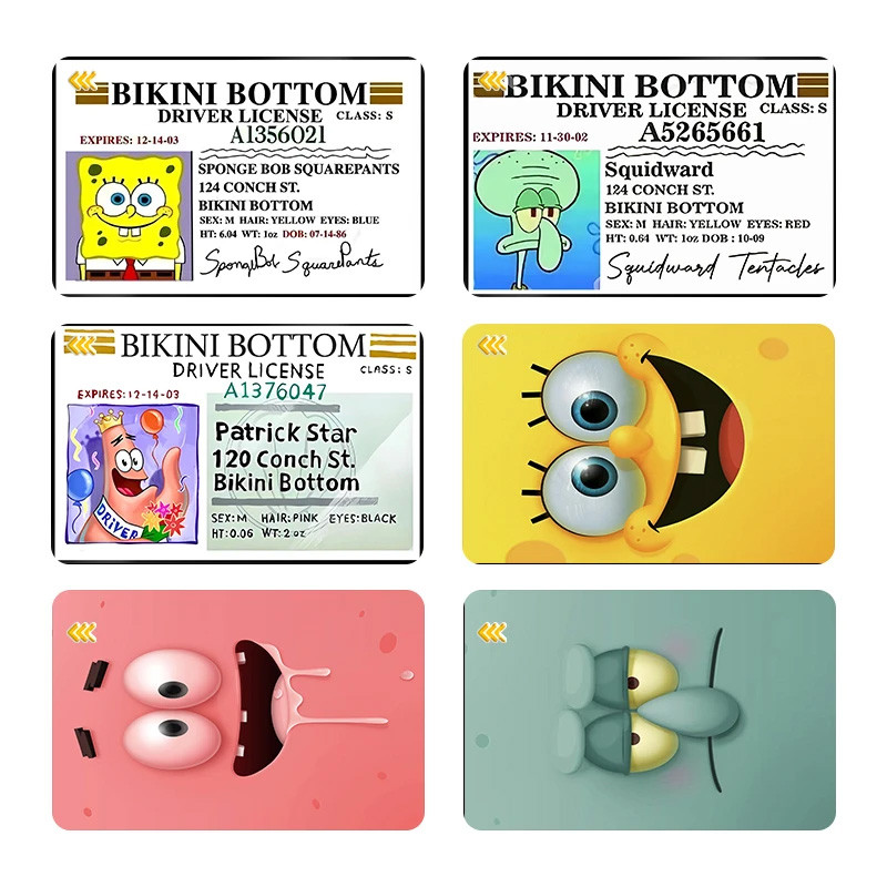 استیکر کارت مدل باب اسفنجی spongbob مجموعه 6 عددی