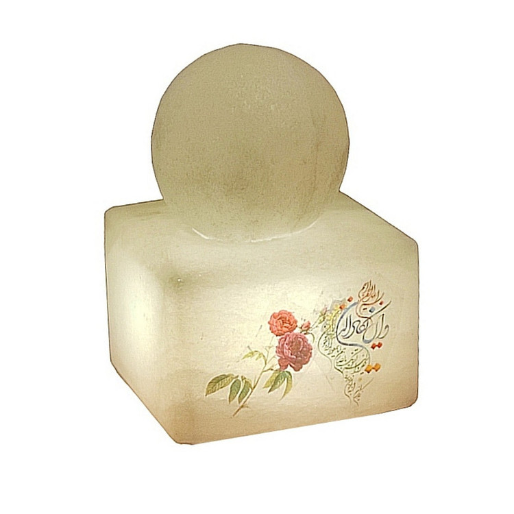 آباژور سنگ نمک مدل گوی و مکعب طرح آیه دار کد 429