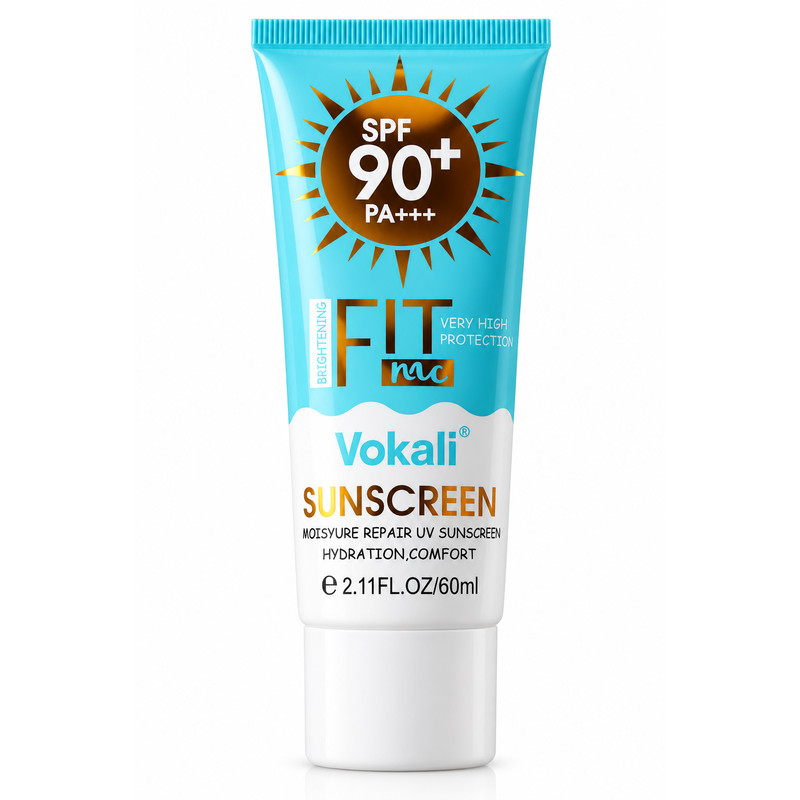 کرم ضد آفتاب بی رنگ صورت ووکالی SPF 90 مدل FitMe محافظ UVA/UVB مناسب برای انواع پوست حجم 60 میلیلیتر