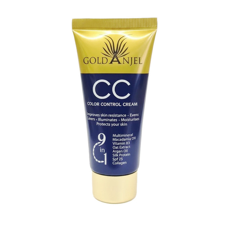 کرم پودر CC مایع SPF 25 گلد آنجل مدل Color Control شماره 03 مناسب برای انواع پوست حجم 60 میلیلیتر