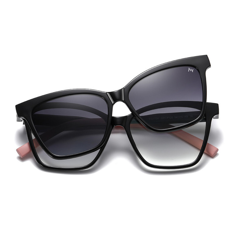فریم عینک طبی آلبرت وگ مدل CG7704C01-P120 Polarized Double Switch به همراه کاور آفتابی